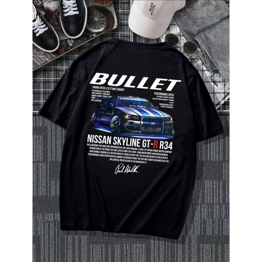 Nissan GTR Warrior R35R34 modified team short sleeved men's summer cotton versatile trendy T-shirt clothes