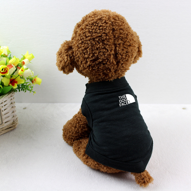 Simple Solid Color Dog T-shirt with Simple Print THE DOG FACE, Pure Cotton Dog T-shirt Vest, Comfortable and Breathable Dog Shirts for Small Medium La