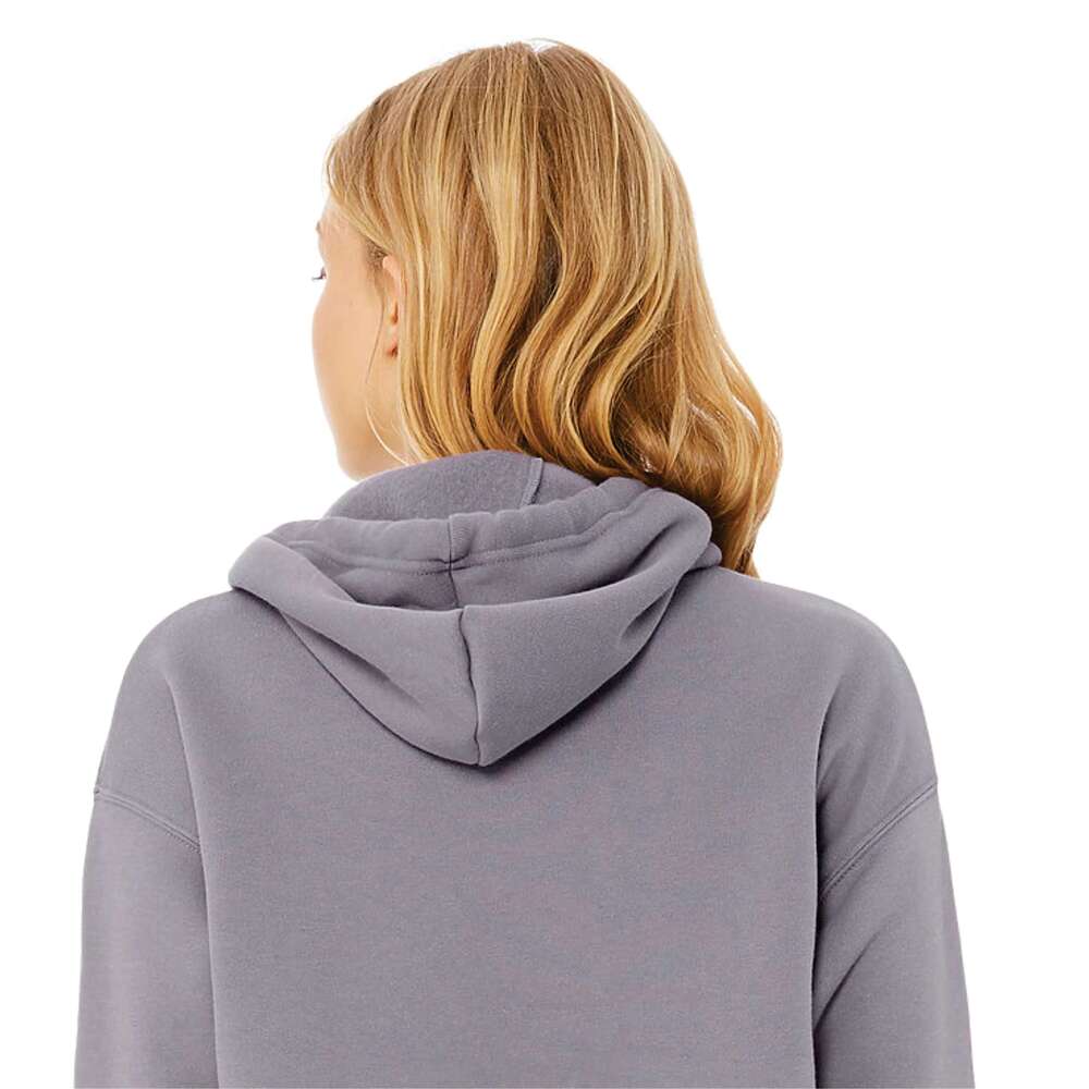 Raw Hem Dropped Shoulder 52% Airlume Combed And Ring Spun Cotton 48% Poly Storm Womens Cropped Fleece Hoodie