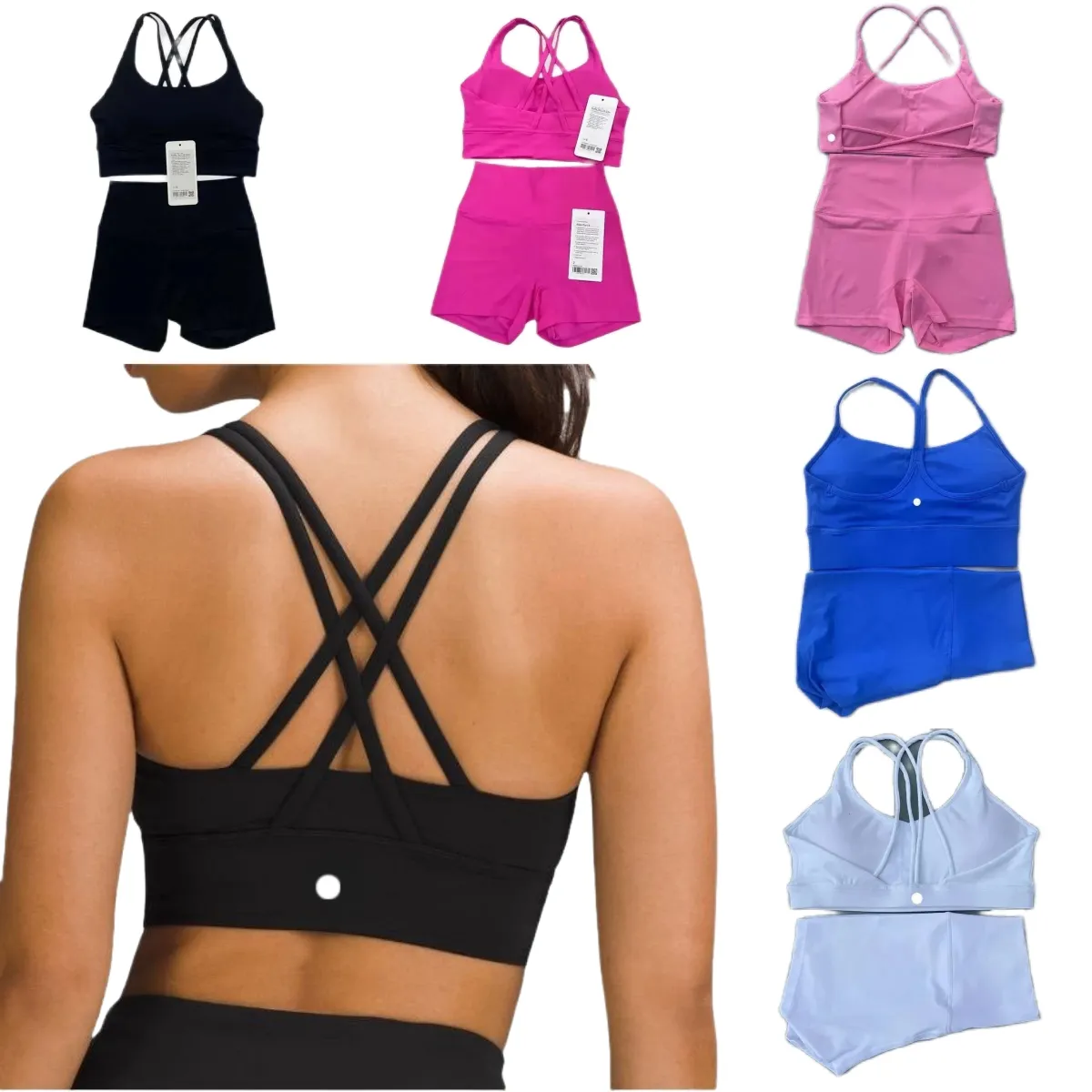 Women Yoga Sets Push Up Fiess Hotty Outdoors Biker Shorts Sports Bra Back Cross High Waist Elastic Sportswear Outfits Gym Suits