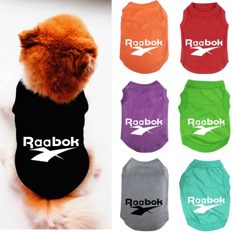 Dog Shirts Pet Printed Clothes with RAABOK Letters Summer Pet T-Shirts Puppy Solid Color Vest Breathable Dog Clothes for Chihuahuas Cats Accessories X