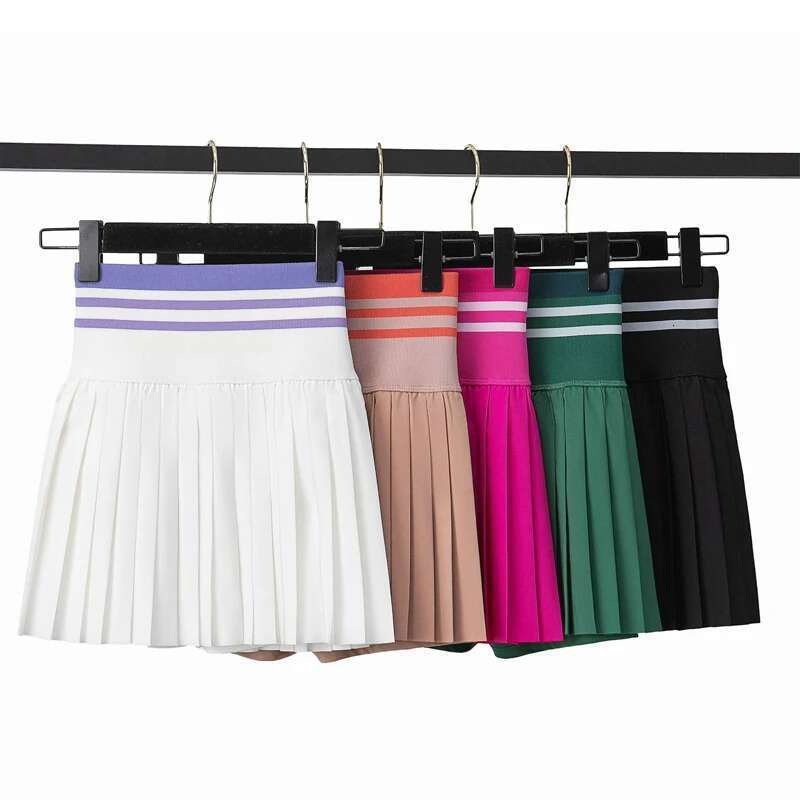 Women Two Pieces Yoga Set Solid Color Gym Top Tennis Skirt Sports Suit Breathable Quick Dry Short Sportswear Workout Clothes