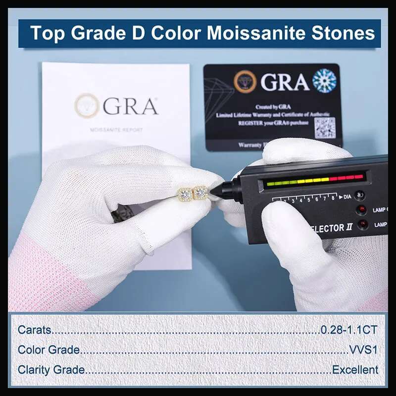 TUHE Unisex GRA Certified Earrings Sier Fine Moissanite Earring For Women Jewelry Gift