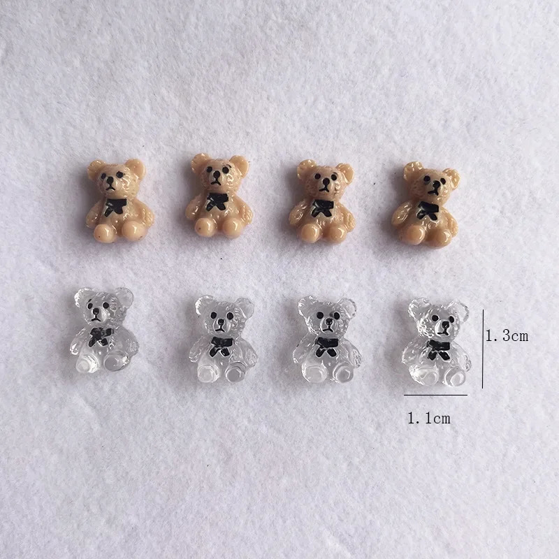 1020pcs Nail Art Cute Bear Jewelry Metal Matte 3D Candy Cartoon Crown White Diamond 250217