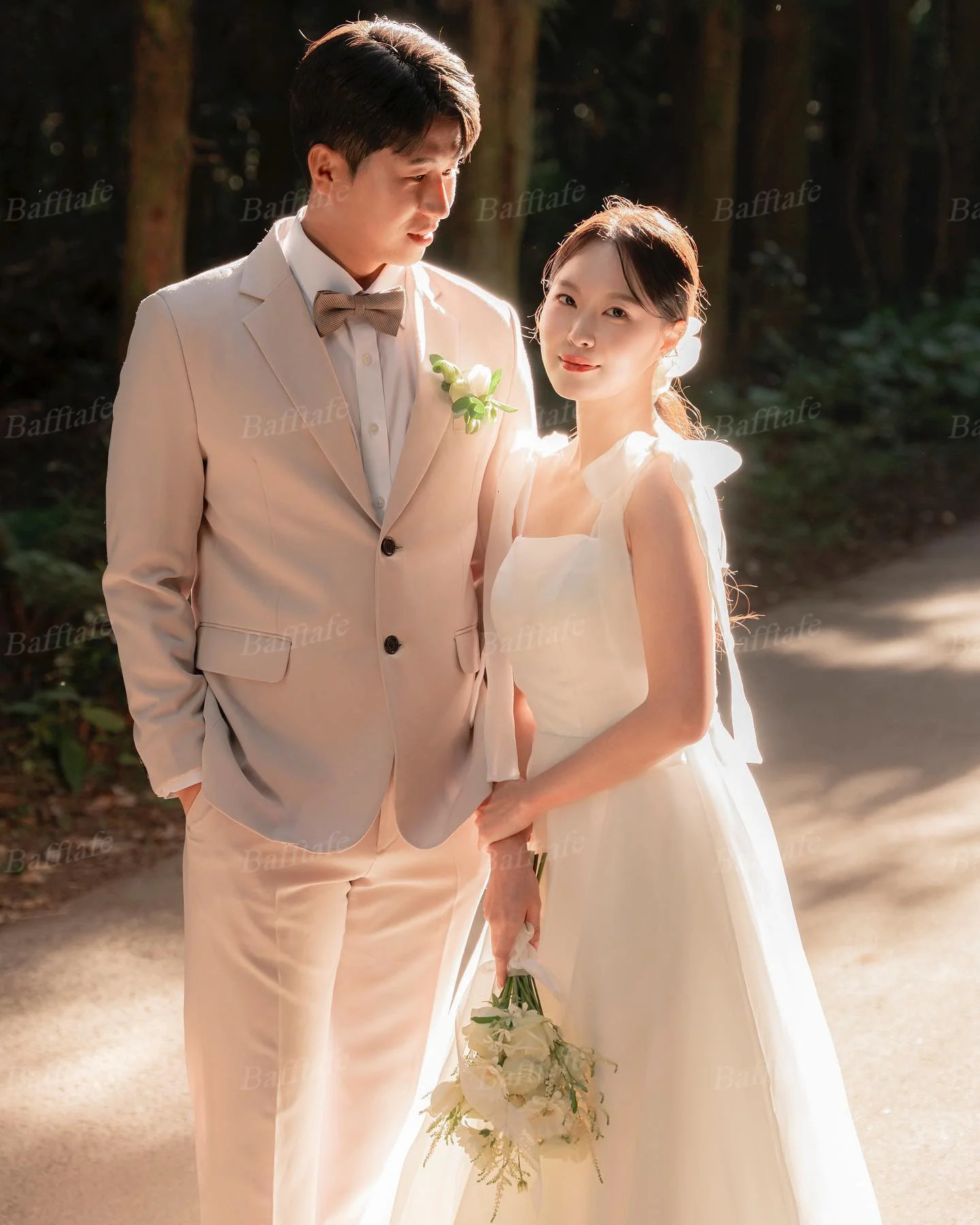 Bafftafe customizes Korean organic wedding dresses with lace up straps for brides formal parties pography and long 250224