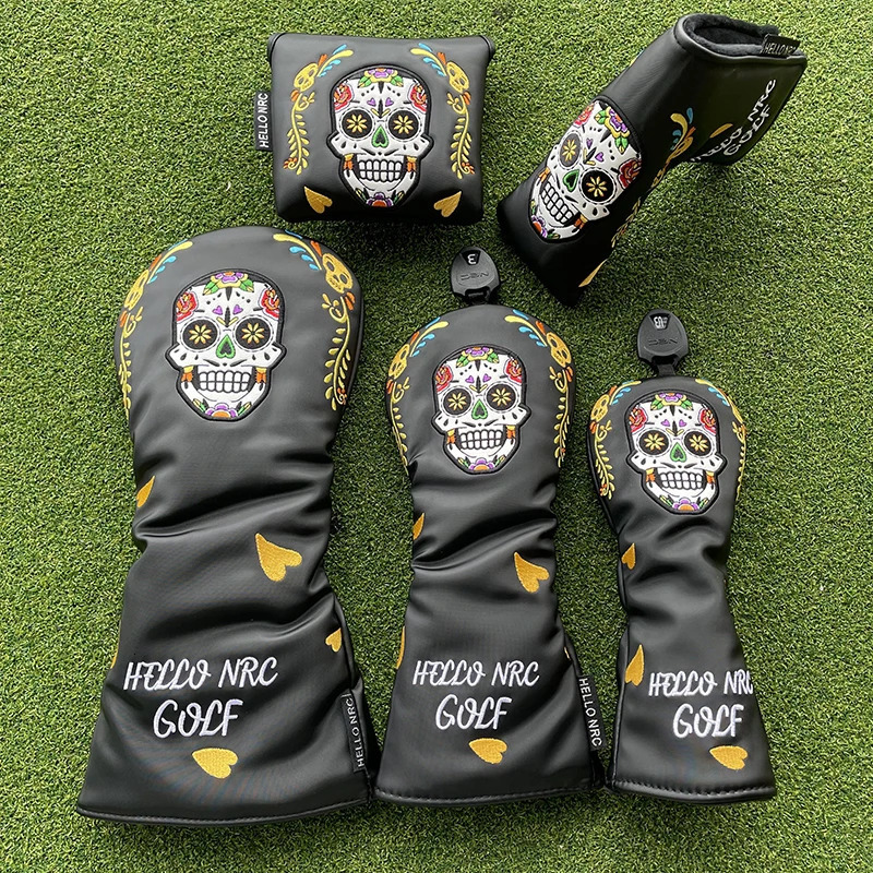 Mexican skull Golf Club Wood Headcovers Driver Fairway Woods Hybrid Cover Golf club head protective sleeveIceIce skeleton 250226