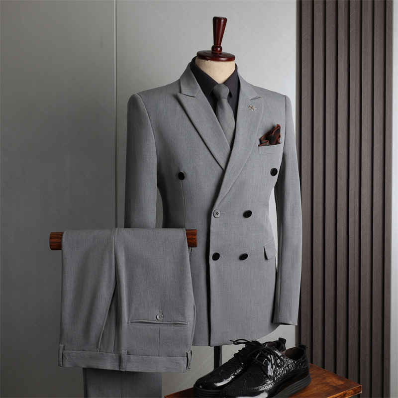 F226Elegant Men's Korean Design Slim Cut Business Suit Set for Professional Settings