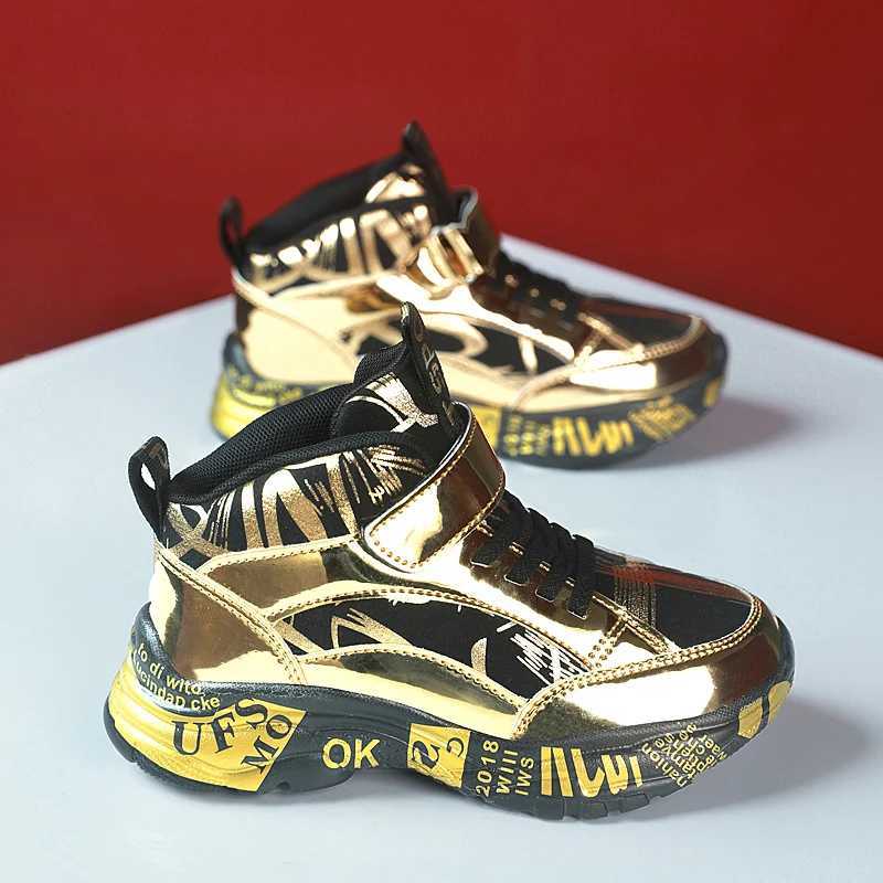 Athletic Outdoor New Childrens Casual Sneakers Fashion Golden s Shoes Basketball Leather Sneakers For Boy Sports Shoes tennis kids boys S25226
