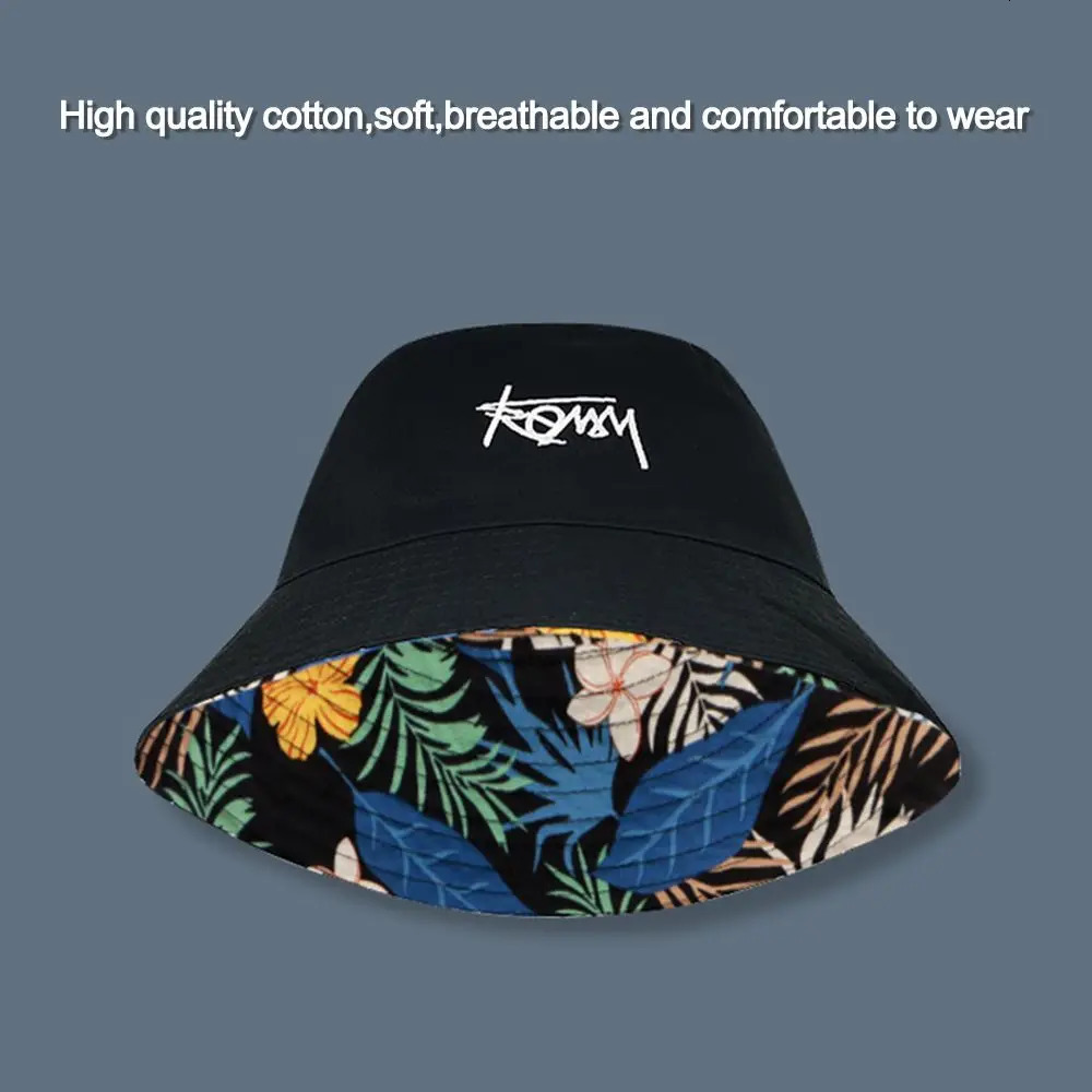Doublesided Bucket Hat Men Women Summer Basin Cap Hip Hop Graffiti Fishing Fisherman Retro Pattern Packable Sun Protection 250210