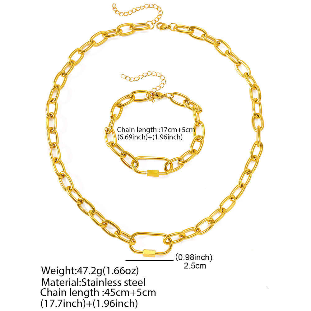designer bracelet Jewelry hip-hop personality O-chain stainless steel bracelet set, niche geometric versatile necklace