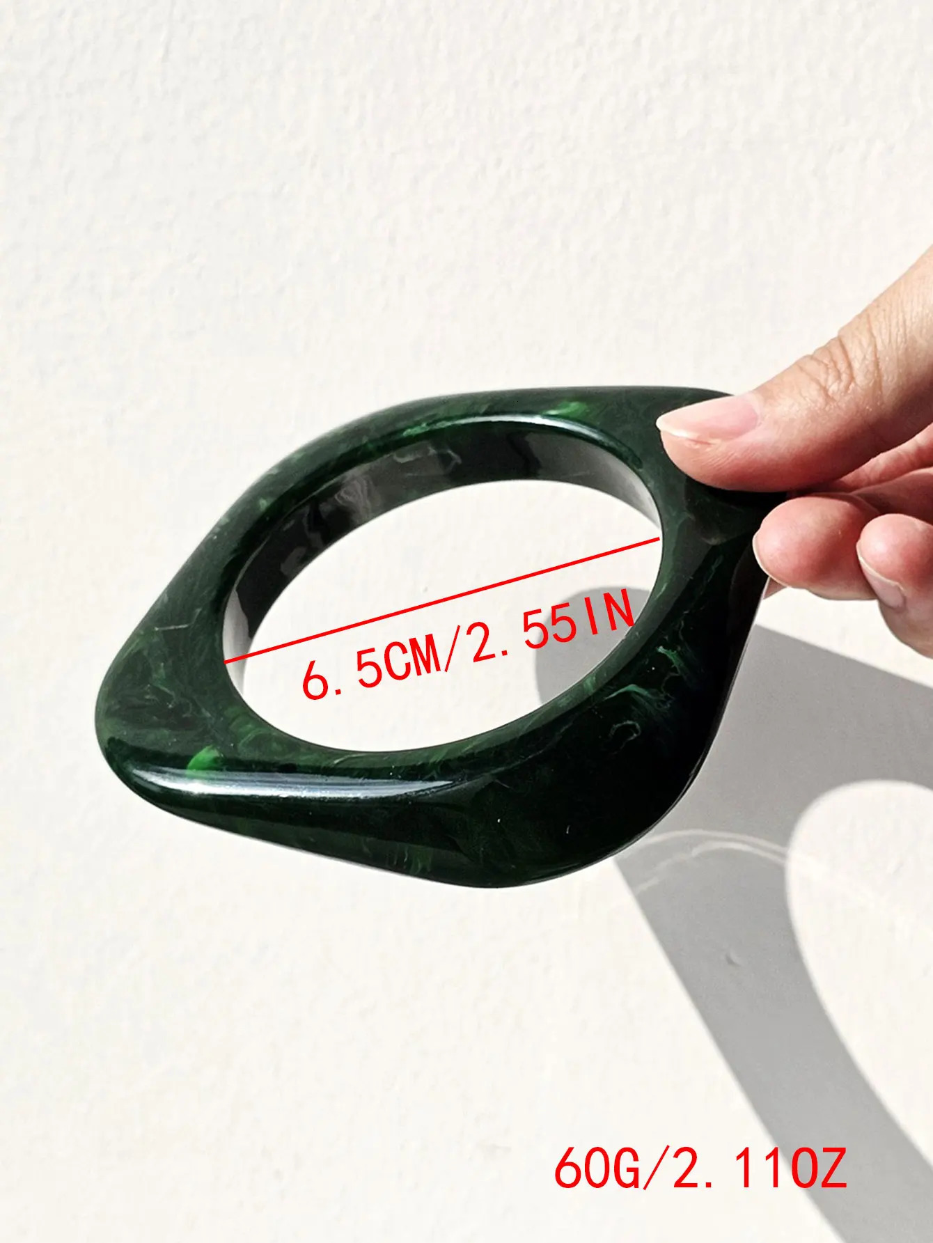 Retro Geometric Irregular Square Green Smudge Chunky Resin Bracelet for Women Girl Vintage Bangle HUANZHI 2025 250225