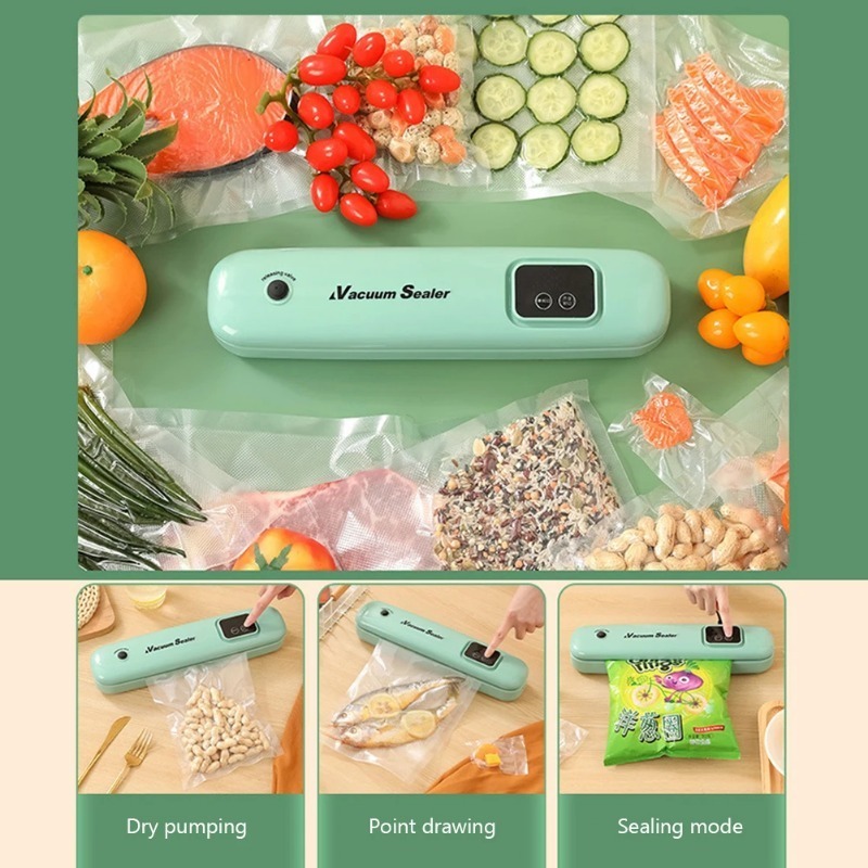 62kPa Vacuum Sealer Machine Dry & Moist Food Modes Vacuum Sealer with 100Pcs Seal Bags Food Saver