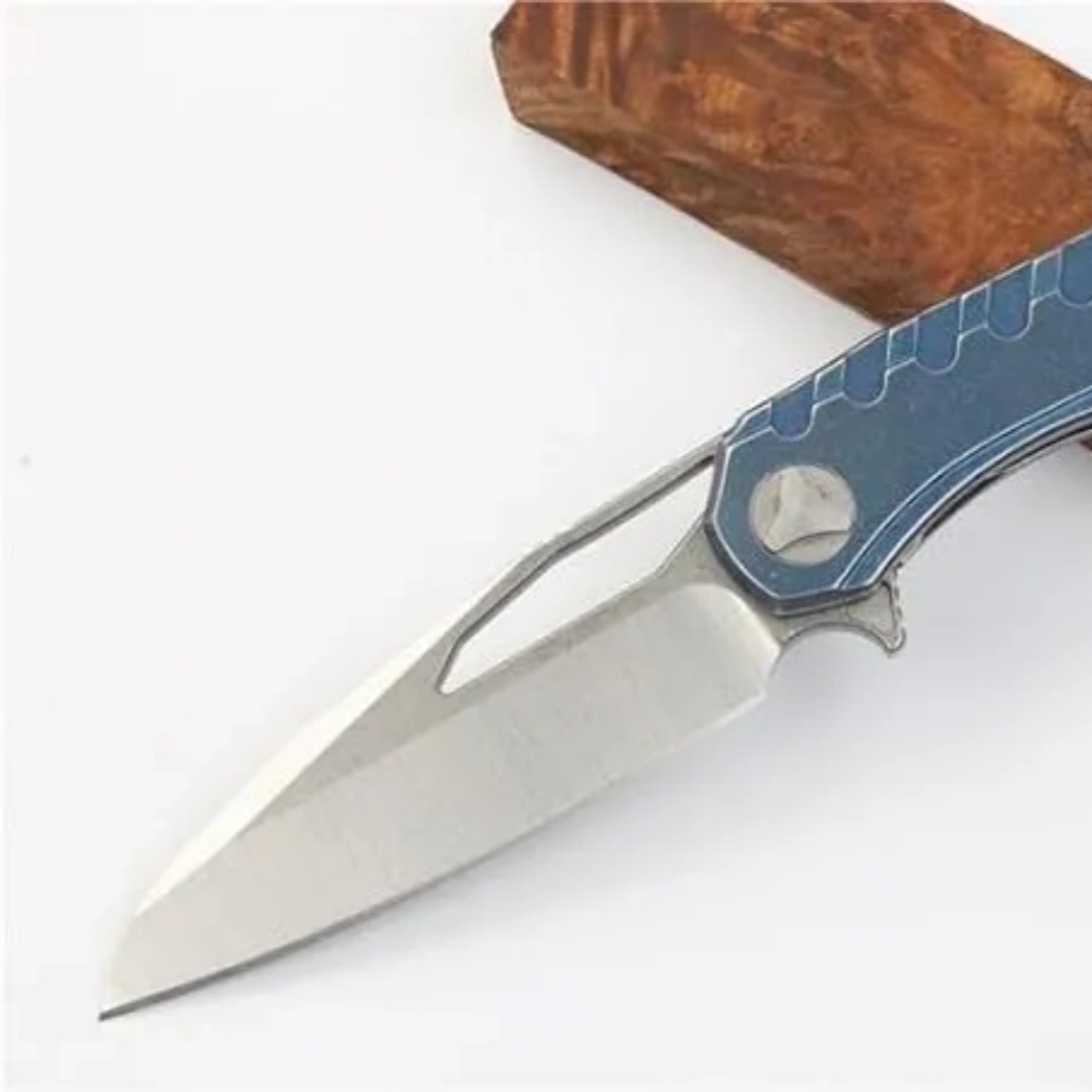 Blue titanium Steel handle Magic Amulet Outdoor hunting knife