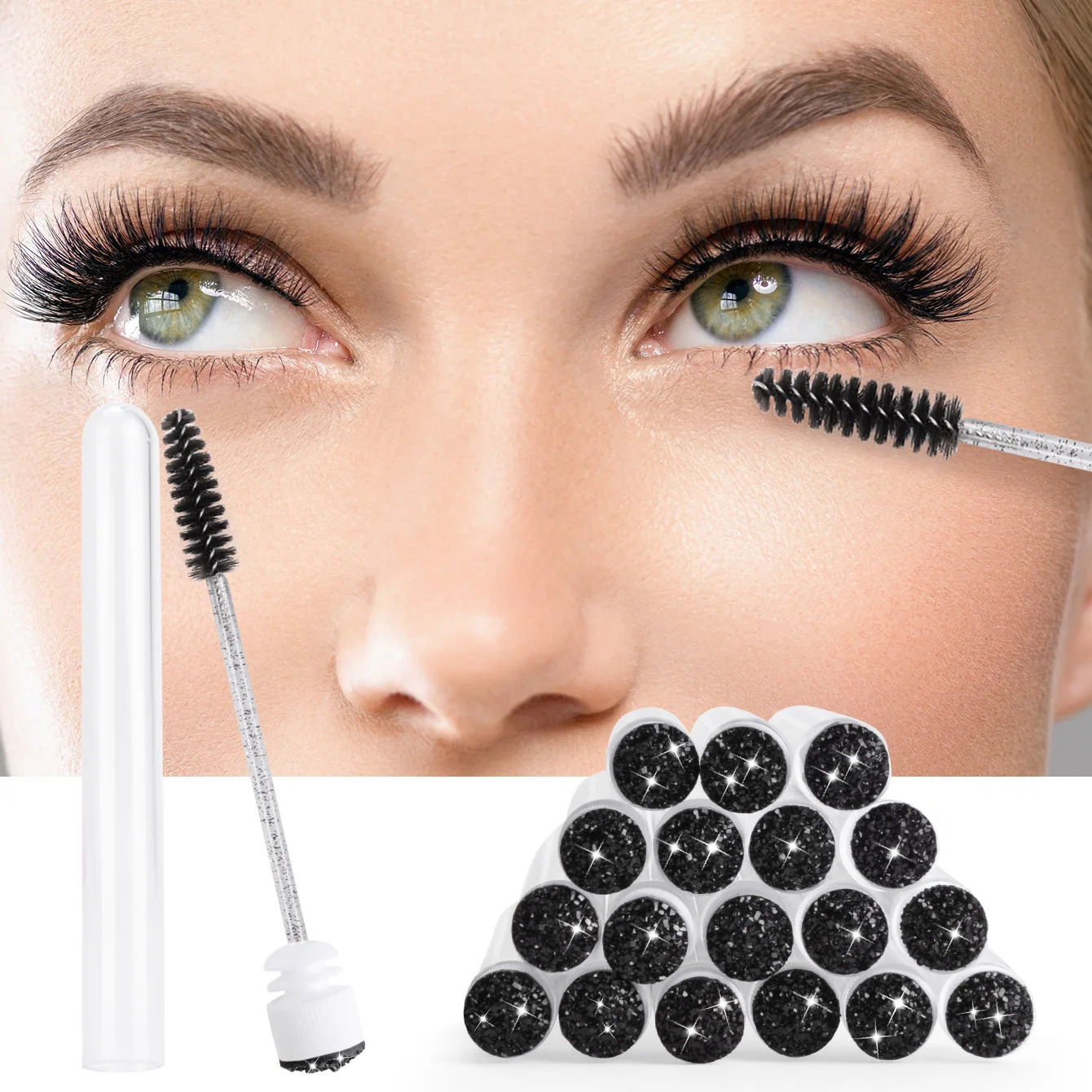 100Pcs Disposable Eyelash Brushes Reusable Eyelashes Brush Tube Mascara Wands Tubes Dust-proof Lash Spoolies Storage Makeup Tool 250224
