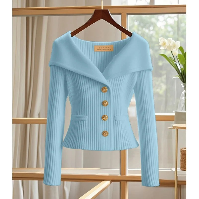 Women Cardigan Sweater High Quality High-end chic Long Sleeve Knitwear Autumn Winter Female Clothes Sweater Jacket 250222