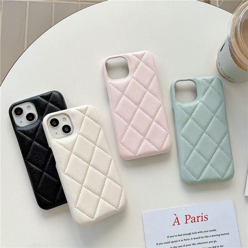 IPhone 1615 Promax Small Fragrant Style Lingge Luxury Apple 15 Lychee Pattern 13 Leather 12 Goddess Phone Case Classic Fashion Candy Color Phone Case