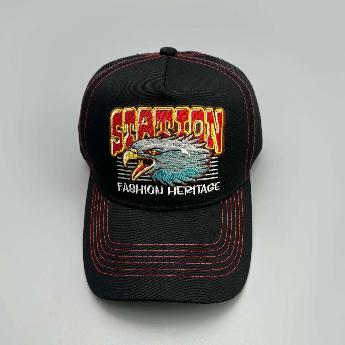 Sports Fish Eagle Bear Embroidery Baseball Hats New Unisex Sunshade Color Block Breathable Fashion Mesh Versatile Trucker Caps