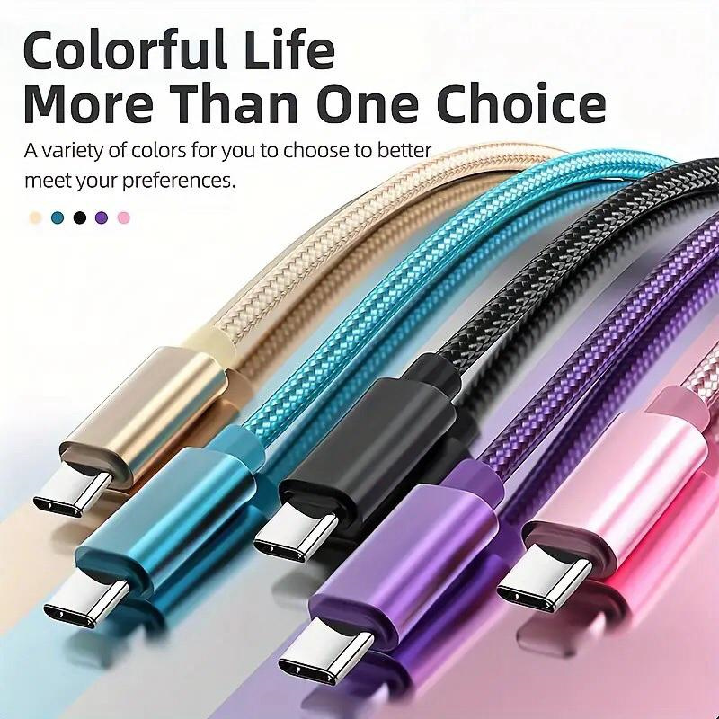 1M 2Ft 2M 6Ft 3M 10Ft USB To Type C Nylon Braided Data Cable Suitable For iPhone 16 15 Plus Pro Max Android Samsung C to C Fast Charging Cable USB Dev