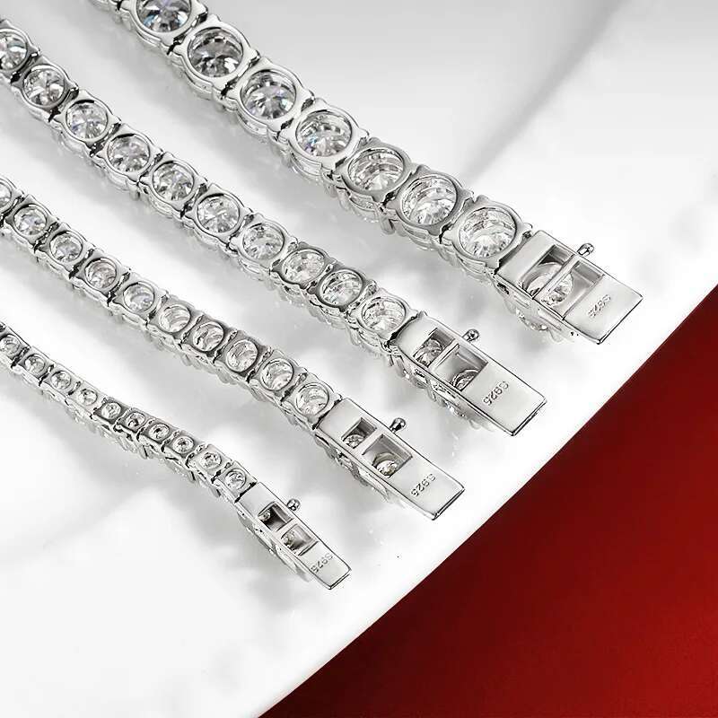 OEVAS 3MM/4MM/5MM/6.5MM Moissanite Tennis Necklace For Women Top Quality 100% Sterg Sier Sparkg Party Fine Jewelry