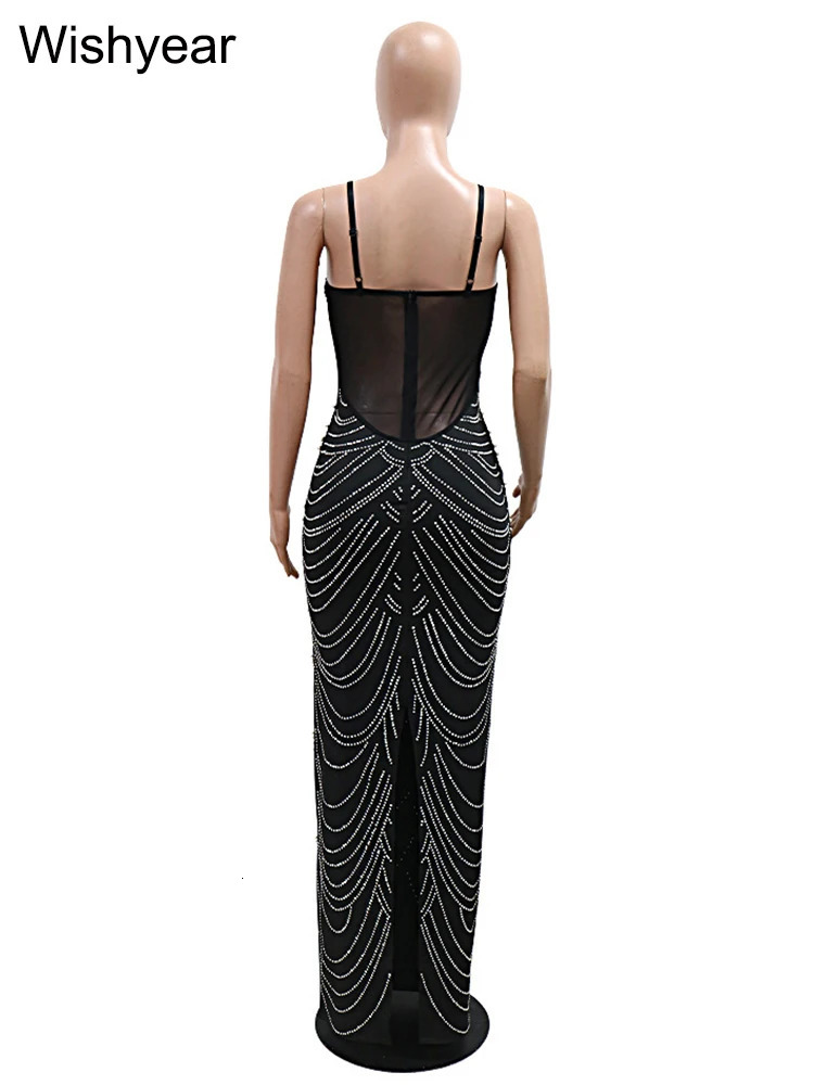 Sparkly Crystal Rhinestone Pearl Celebrities Gown Brown Dress Woman Strap Evening Party Birthday Prom Wedding Vestido 250225