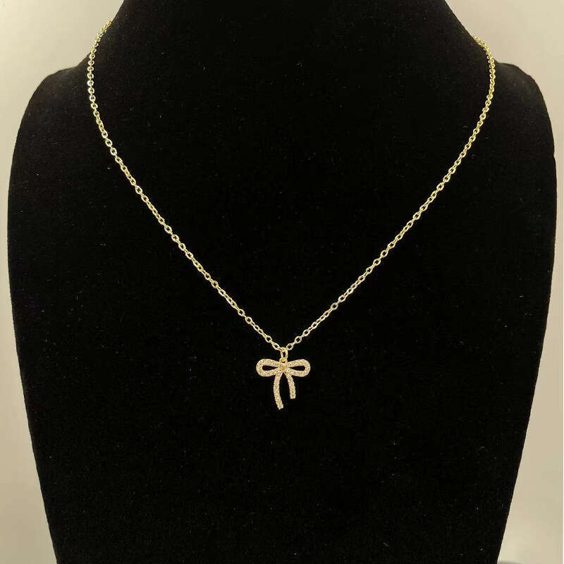 New smooth bow pendant women's collarbone chain, high-end temperament necklace, birthday gift