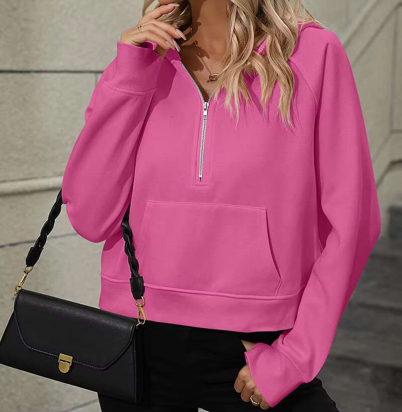 Women's 65% Rayon 35% Polyester Zipped Copped Hoodie