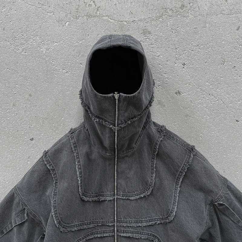 Men's Tracksuits Y2K denim jacket American patchwork style Gothic retro trend unisex streetwear punk streetwear oversized casual zipper hoodie z2