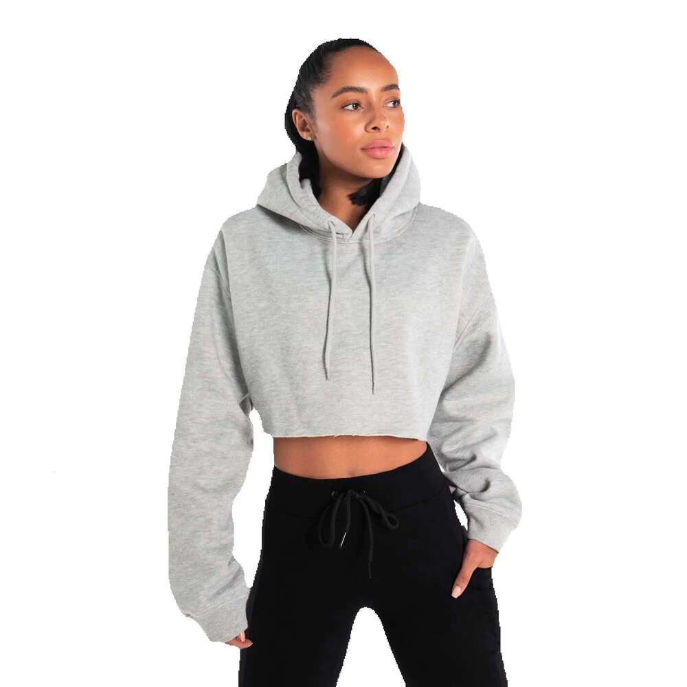 Women's Casual Oversize Long Sleeve Pullover Hoodie Light Knitted Sweatshirt Embroidered Heat-Transfer Short Crop Top Wholesale