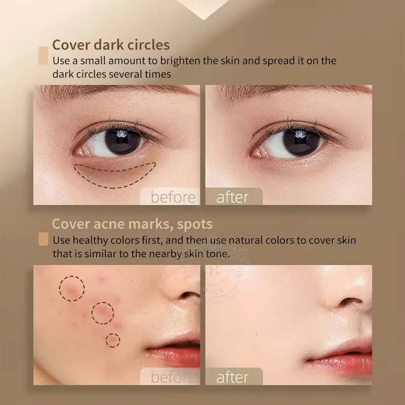 2PCS 3color Concealer Palette Correct Dark Circles Spots Concealer Waterproof No Creasing/Separation Long-lasting Natural Makeup 250222