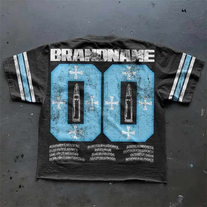 T Shirt Y2K Tops Hip Hop Cartoon Letter Graphic Print Oversized Tshirt Men Women Gothic Round Neck Cotton Short Sleeve Clothing 250210