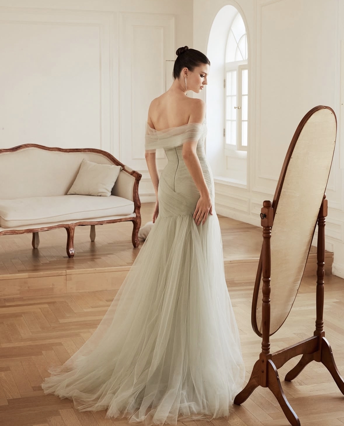 Elegant Off Shoulder Pleats Mermaid Prom Dresses Long Tulle Simple Formal Evening Gown For Ladies 2025 Bride Reception Dress