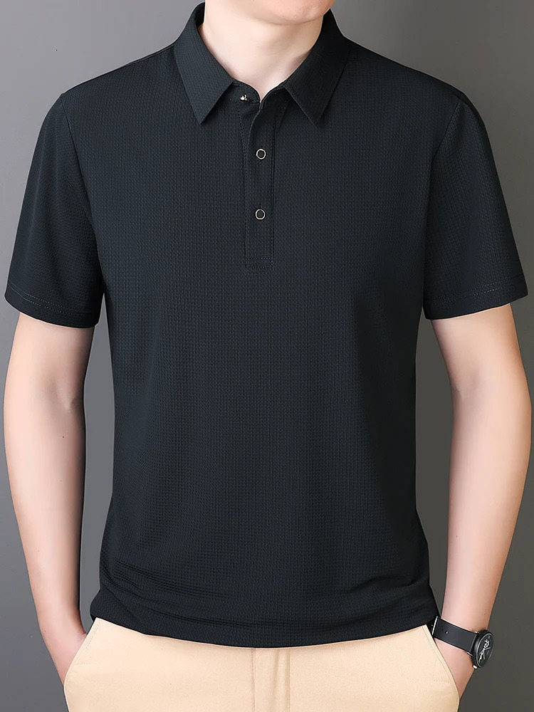9xl 8xl 7xl Summer High Quality Mesh Ice Silk Short-Sleeved T-Shirt Mens Polo Shirt Collar Solid Color Quick Dry Big Size Polos 250222