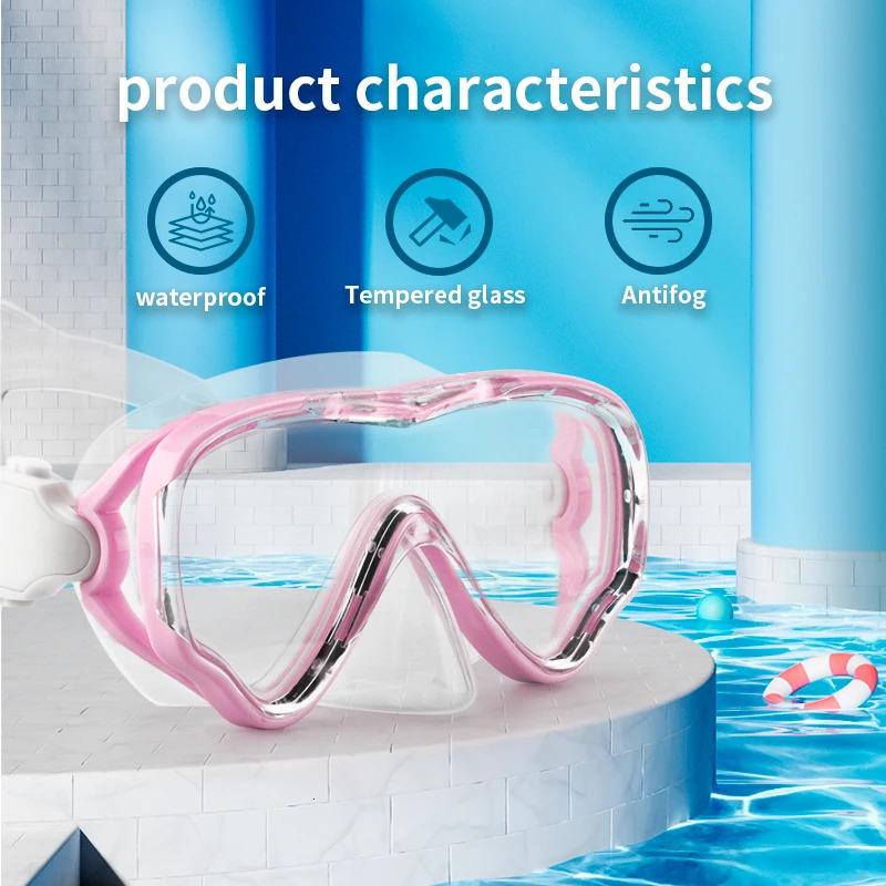 Professional Big Frame Kids Swimming Goggles with Nose Cover Anti Fog Wide View Swimming Gear for Boys Girls Children Glasses 250226