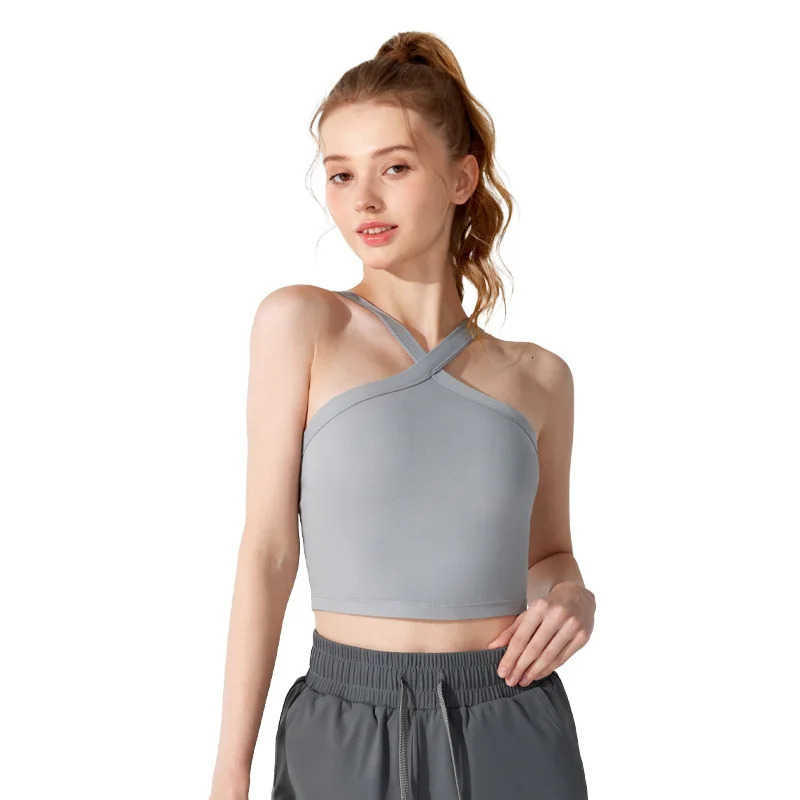 Sports Neck Vest Women High-end Beautiful Back Wear Tanks Versatile Yoga Clothes with Chest Pads Female Sports Camis Ladies 250226