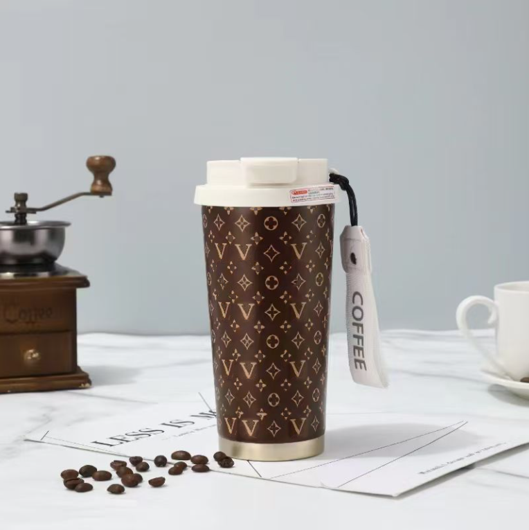 New Stainless Steel Mugs Designer Fashion Brand men Insulated Cup Luxury classic letter Women's Coffee Cup Car Portable Drinking Large Capacity Water Cup with Straw