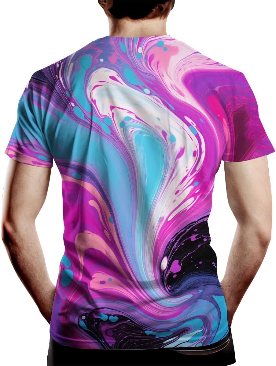 Mens T shirt Men's Novelty 3D Print T-Shirts Colorful Neon Pattern Abstract Short Sleeve Tee tee Casual tops summer clothes