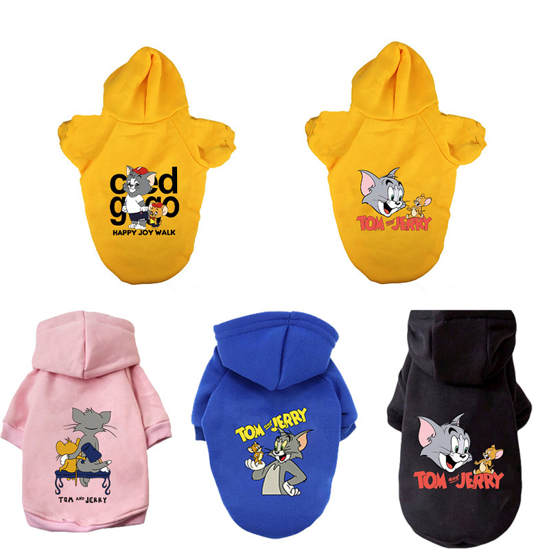 Dog Hoodie: Keep Your Pup Warm and Stylish with a 'Cat and Rat' Printed Coats Pet Clothes and Sweater Coat All in One Perfect for Winter and