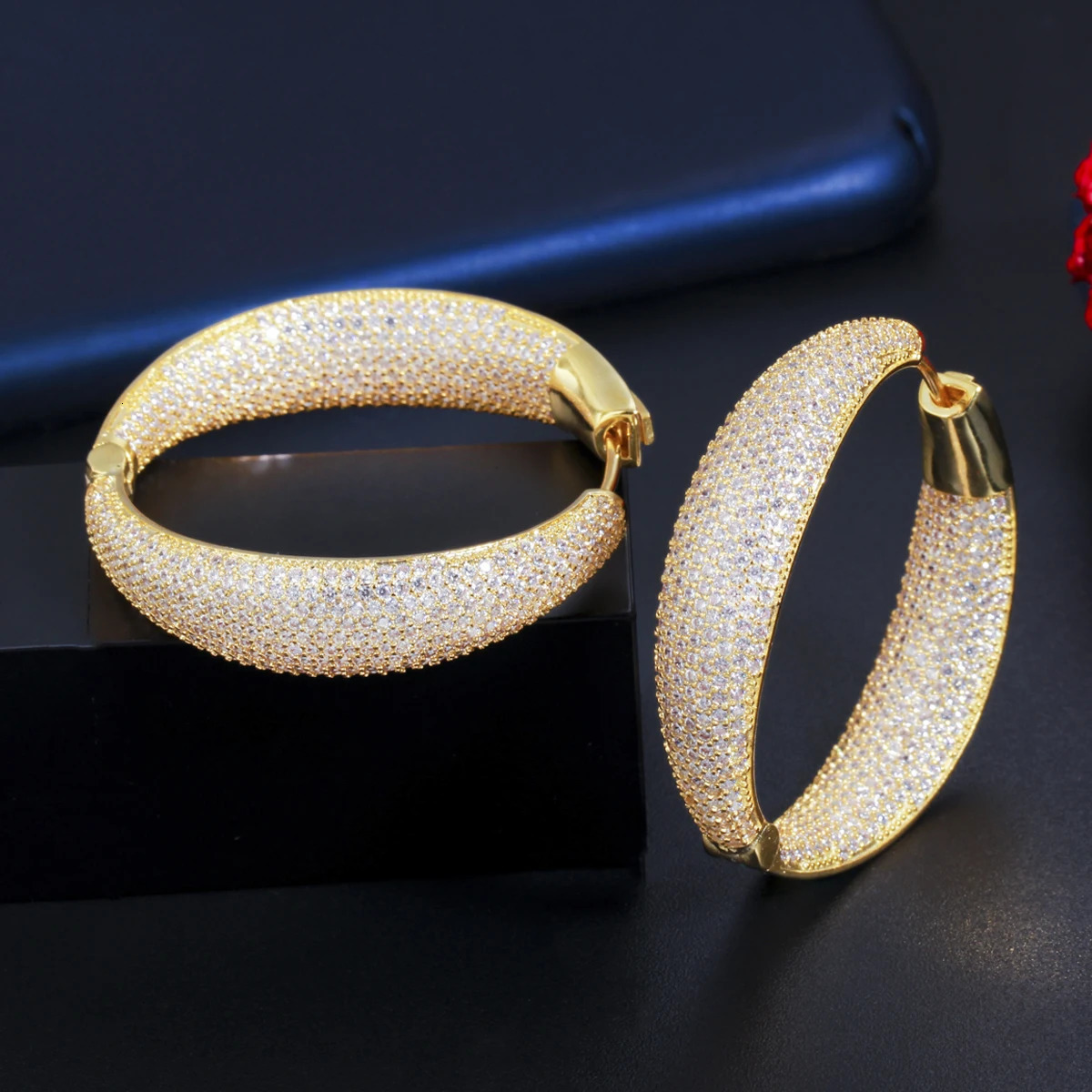 ThreeGraces Fashion Shiny Micro Pave CZ Crystal Silver Color Big Round Hoop Earrings for Women Chic Wedding Party Jewelry ER533 250226