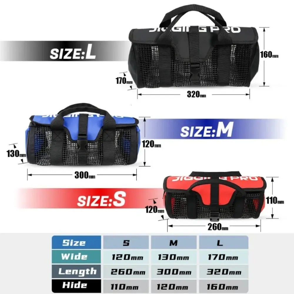 Jig Mesh Bag Lure Bait Storage Bag Large Capacity Metal Jig Bag Red PVC Fishing Lure Bait Hooks Box Bait Storage 250226