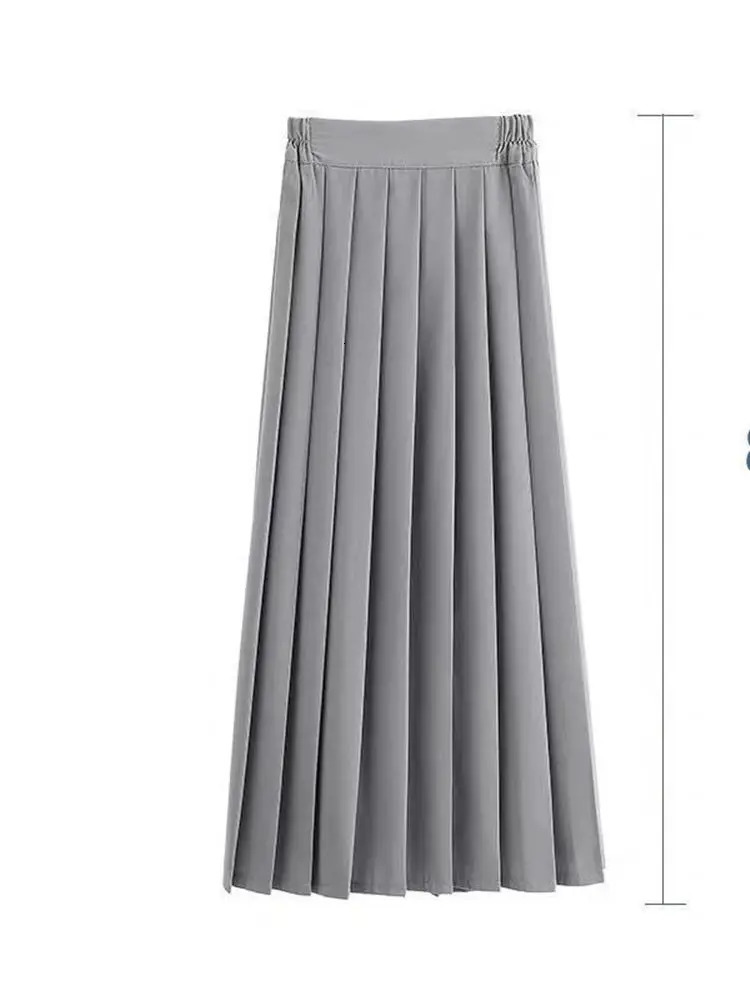 Japanese Preppy Style Women Elastic Waist Long Midi Skirt Ladies Fashion Party Skirt Female Pleated s School Uniform Skirt 250226