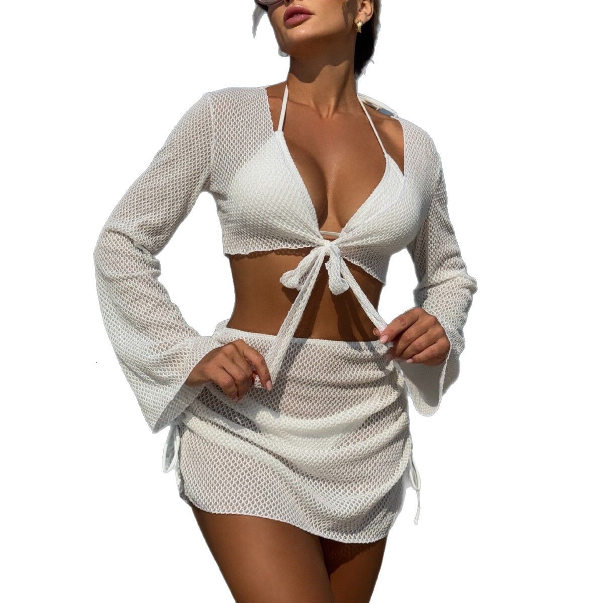 2025 Solid Color Sexy designer swimwear Summer New Beach Vacation Ins Style Four Piece Split Swimsuit bikini