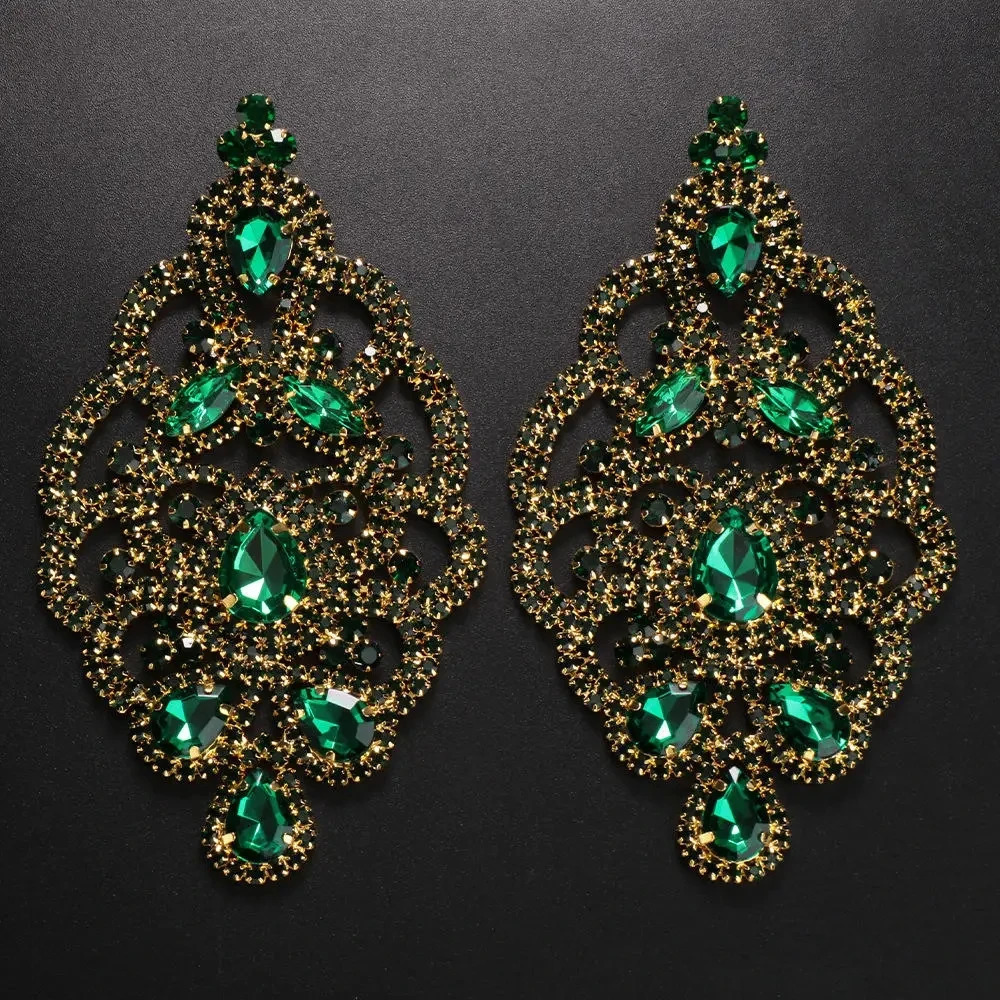 Stonefans Exaggerated Colorful Rhinestone Drop Earrings Wedding Bridal Jewelry Women Party Crystal Oversize Long Dangle Earrings 250225