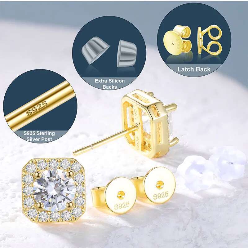 TUHE Unisex GRA Certified Earrings Sier Fine Moissanite Earring For Women Jewelry Gift