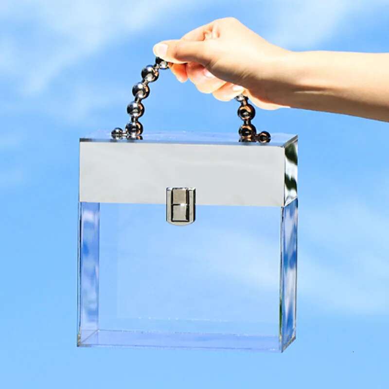 Acrylic Fashion Metal Handheld Lady Handbag High Quality Transparent Gift Box Banquet Evening Bag designer handbags women