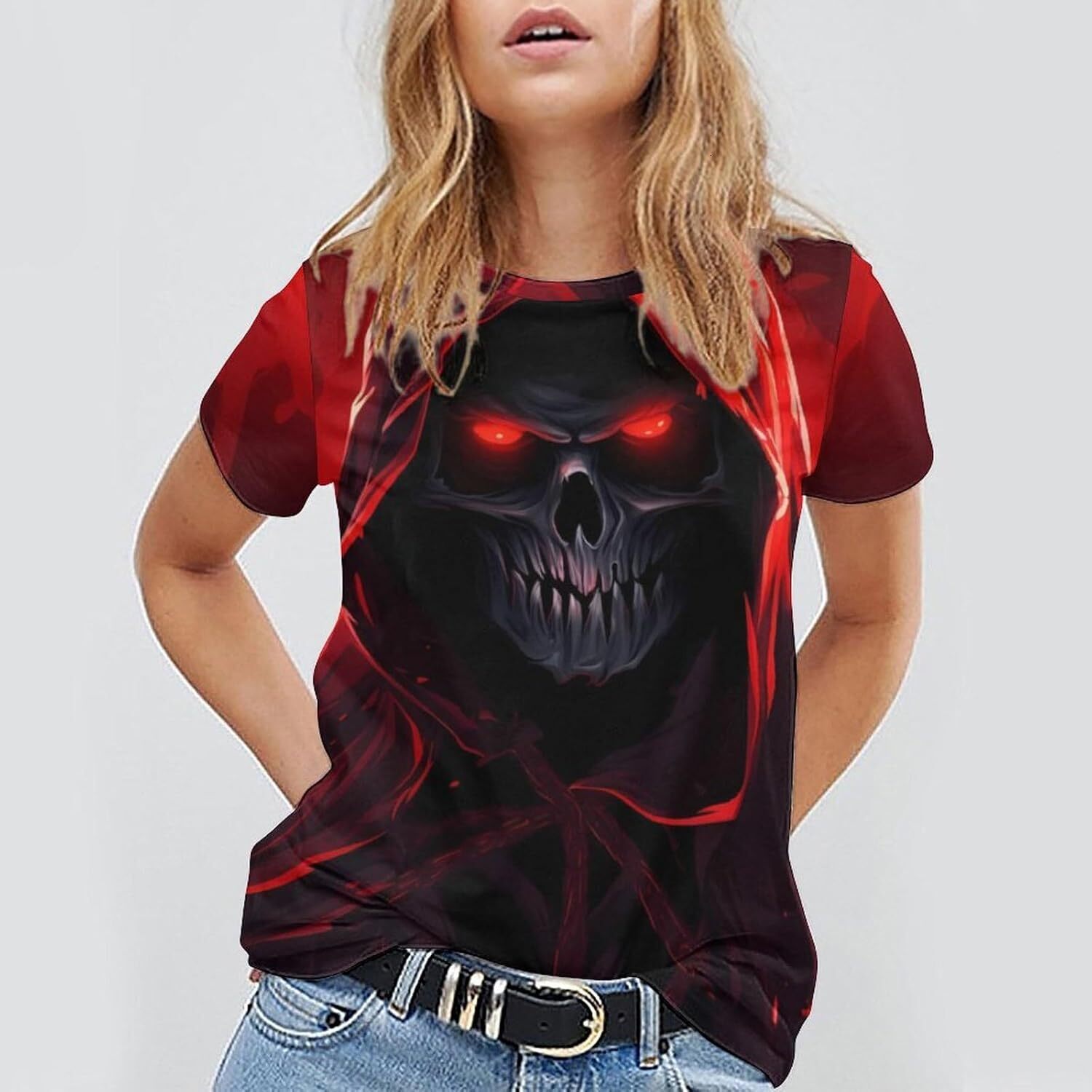 Mens T shirt Men's Grim Reaper Skull Print Tee Shirt Novelty Western T-Shirt for Men Casual Short Sleeve Crew Neck Tops tee Casual tops summer cl