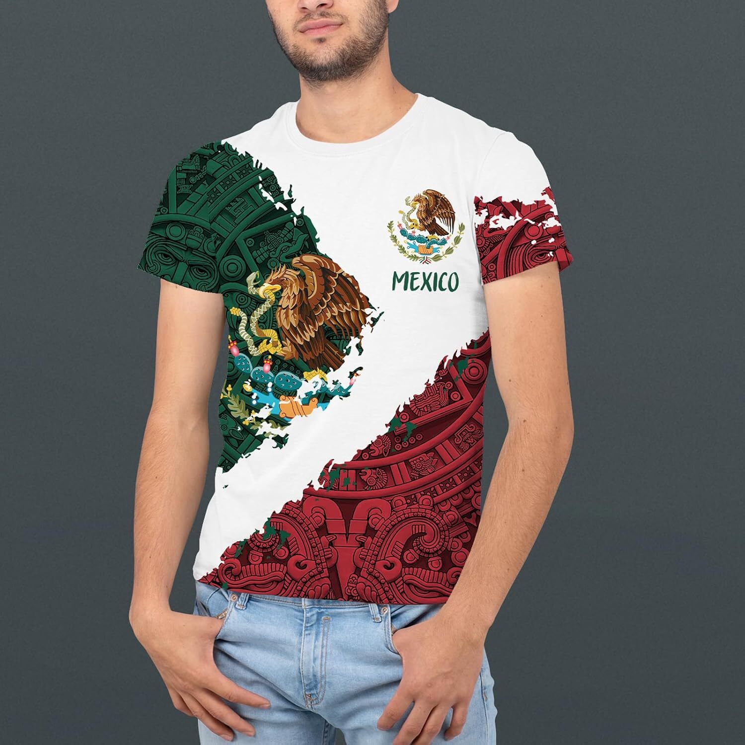 Mens T shirt Aztec Mexican Shirts Short Sleeves Summer Mexico Shirt Mexico Jersey Unisex 3D Shirts tee Casual tops summer clothes