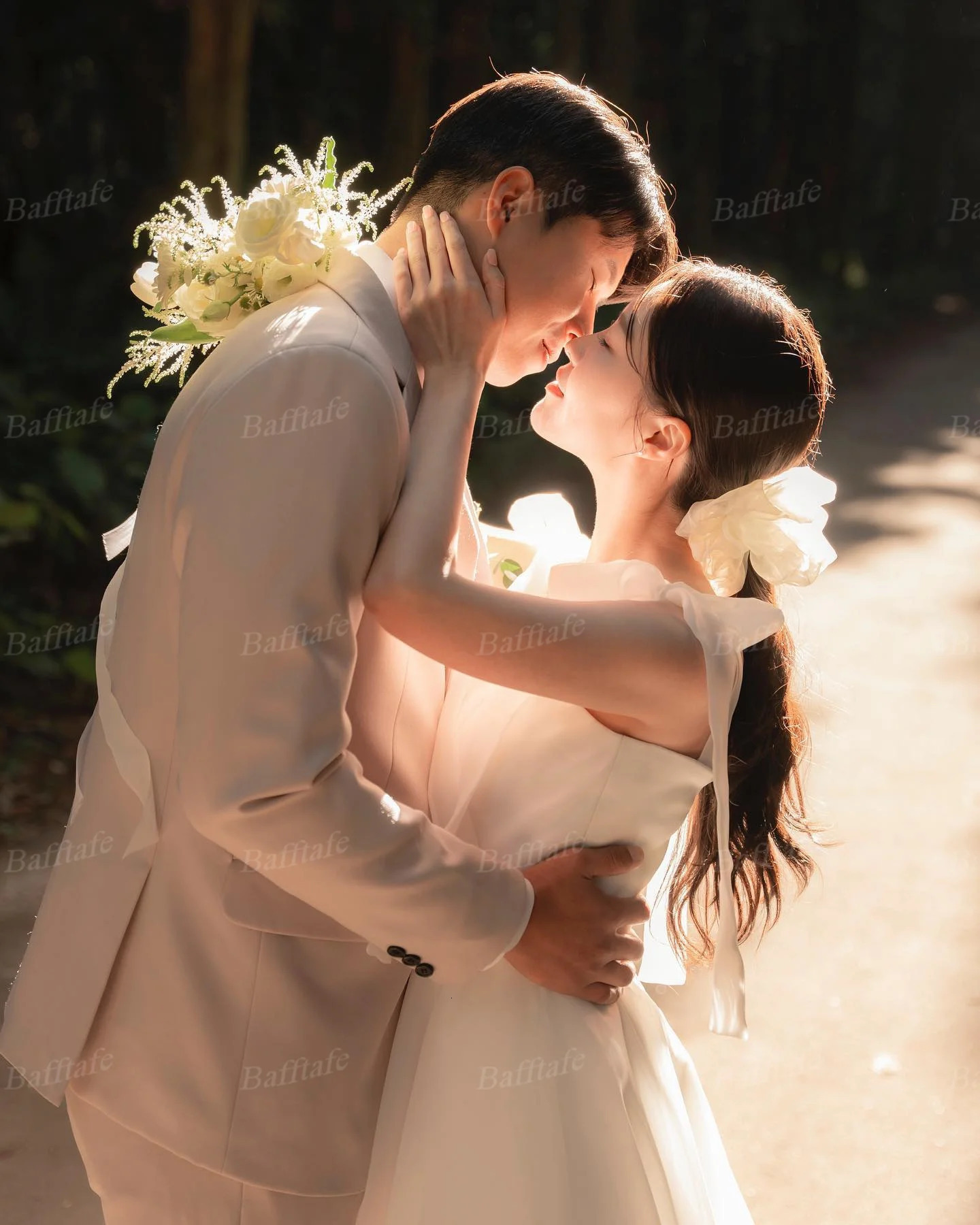 Bafftafe customizes Korean organic wedding dresses with lace up straps for brides formal parties pography and long 250224