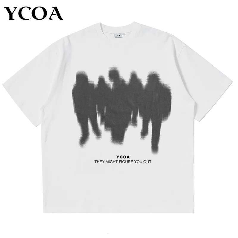 T-shirt oversized shadow cotton Harajuku Gothic Y2k streetwear top short sleeved Korean fashion hip-hop