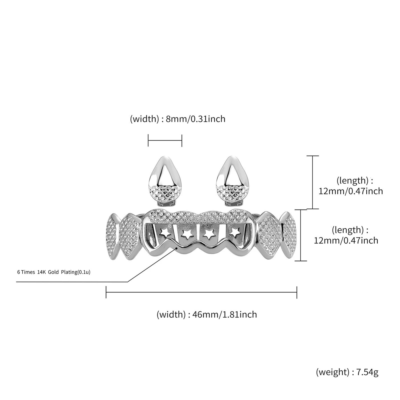 Hip Hop Hollow CZ Teeth Hat Cube Zircon Ice Out Mini Paving Top and Bottom Charm Grill 250220