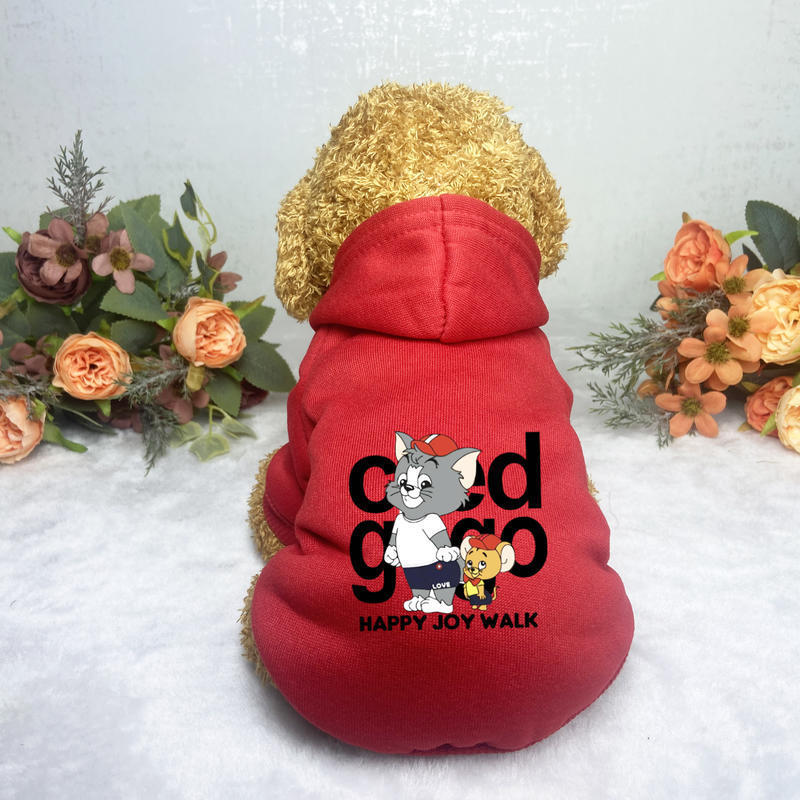 Dog Hoodie: Keep Your Pup Warm and Stylish with a 'Cat and Rat' Printed Coats Pet Clothes and Sweater Coat All in One Perfect for Winter and